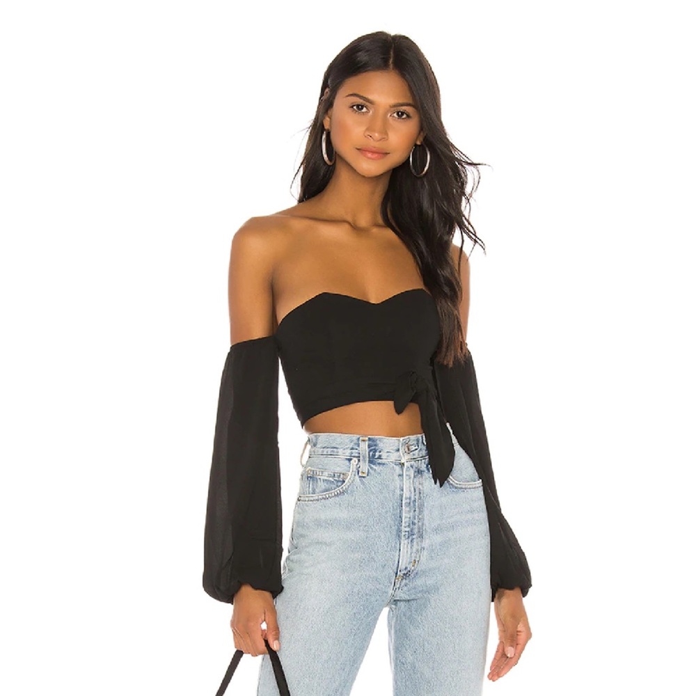 Superdown Maya Cropped Long Sleeve Top XS Preowned